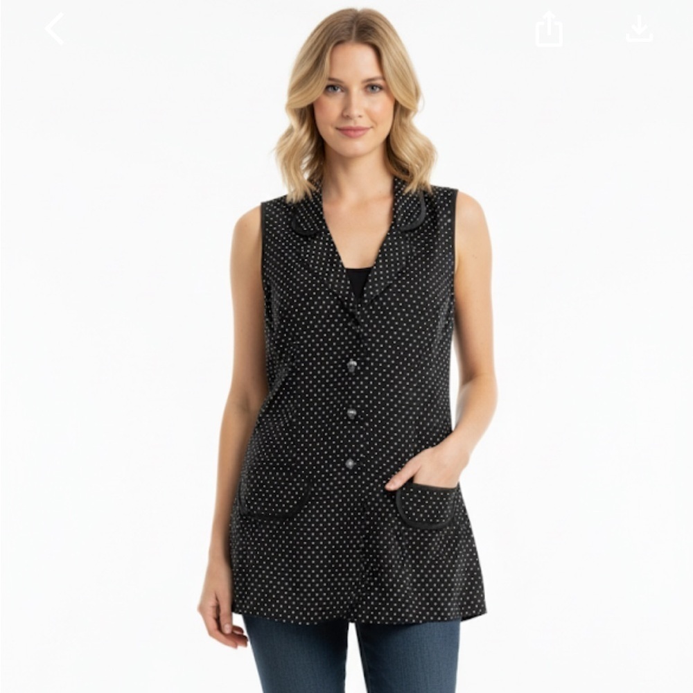 Francine Browner Black and White Polka Dot Womens Vintage Vest Size Medium